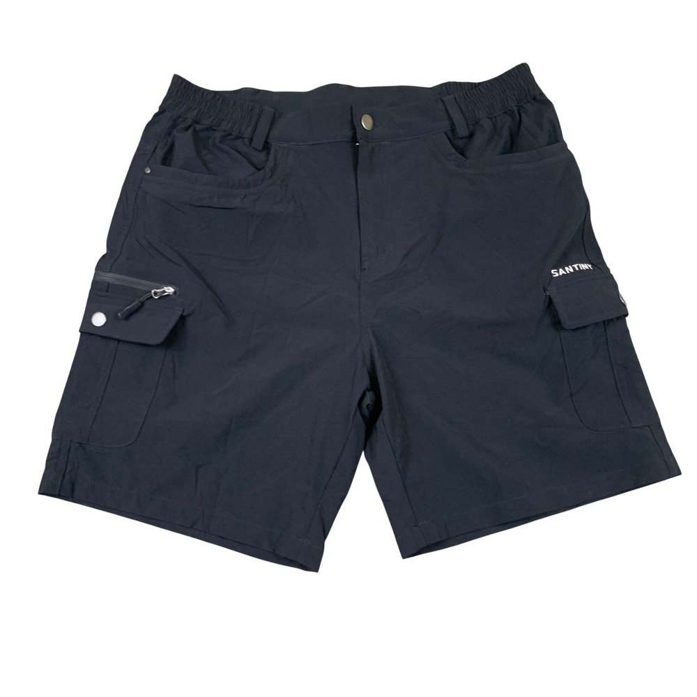 Santiny Mens Black Cargo Hiking‎ Shorts Stretch Outdoor Lightweight Size Large